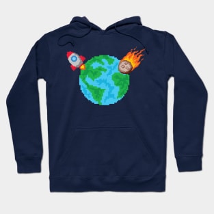 Comet Hitting Earth, Escape By Rocket Hoodie